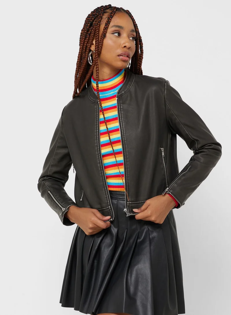 ONLY Button Detail Pu Jacket