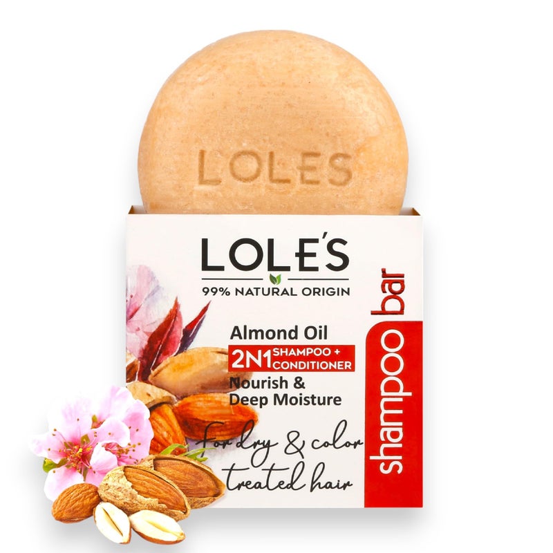 LOLES 2 in 1 Almond Oil Shampoo Conditioner for Color Treated Dry Hair Travel Size 99 Natural Origin Silicone Free 35Oz