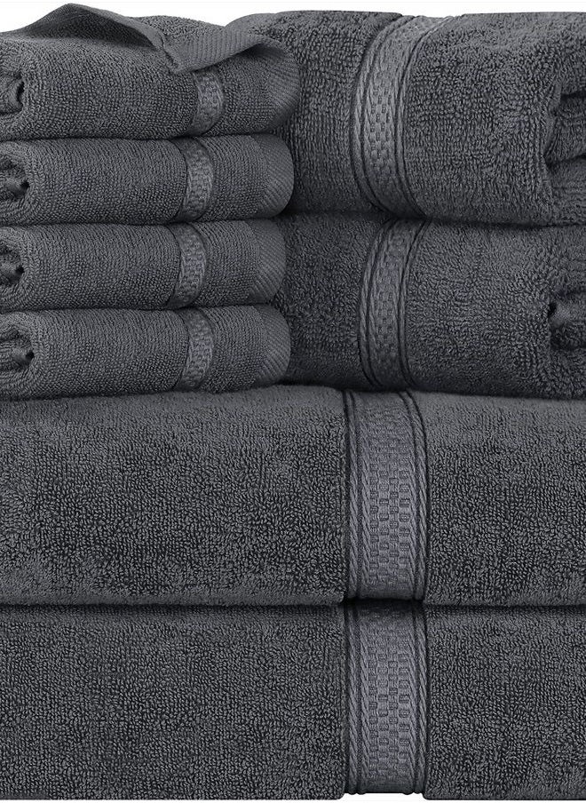 Utopia Towels - 8-Piece Premium Towel Set, 2 Bath Towels, 2 Hand Towels, and 4 Wash Cloths, 600 GSM 100% Ring Spun Cotton Highly Absorbent Towels for Bathroom, Gym, Hotel, and Spa (Grey) - Image 1