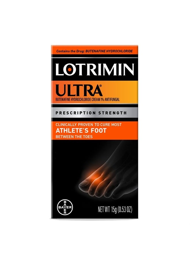 Lotrimin Ultra 1 Week Athlete's Foot Treatment, Prescription Strength Butenafine Hydrochloride 1%, Cures Most Athlete's Foot Between Toes, Cream, 53 Ounce (15 Grams) (Packaging May Vary)  - Image 1