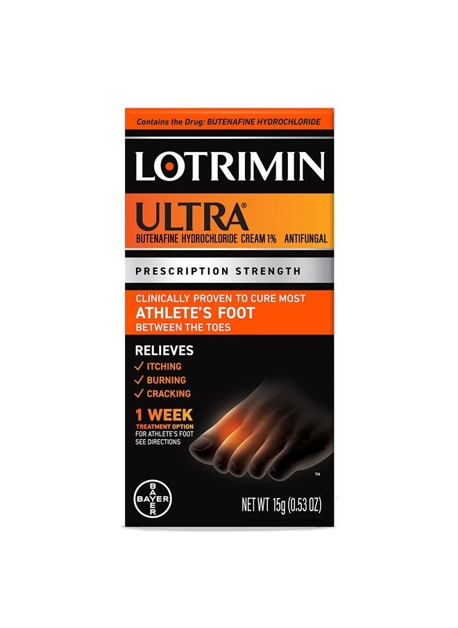 Lotrimin Ultra 1 Week Athlete's Foot Treatment, Prescription Strength Butenafine Hydrochloride 1%, Cures Most Athlete's Foot Between Toes, Cream, 53 Ounce (15 Grams) (Packaging May Vary)  - Image 3