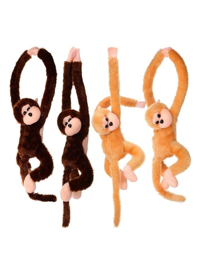 4 Packs Stuffed Monkey Hanging Animal Plush Toy with Hook and Loop Fasteners Hands Large Animal, 23 Inch for Adults Gifts Decors  - Image 1