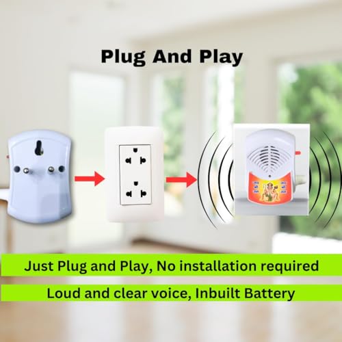 kh Hanuman Chalisa Electric Religious Mantra Chanting Bell Machine Spiritual Devotional Mantras Pooja Chanting Bell Just Plug & Play (Plastic) - Image 3
