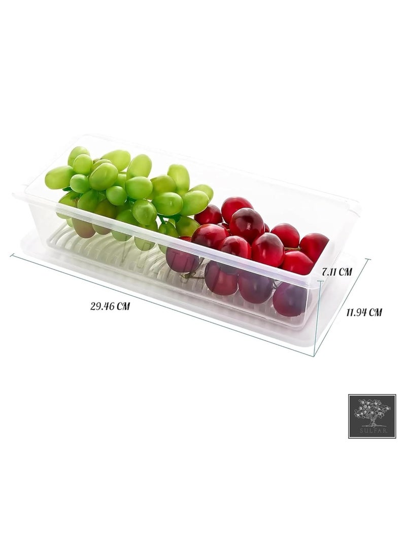 Plastic Fridge Storage Boxes, Fridge Organizer with Removable Drain Plate Fridge Storage Containers Keeps Fruits, Vegetables, Meat, Fish Fresh Longer 1500 ML Container Box (Transparent) Pack of 1 - pzsku/Z0625BFD10531ED8EC9F7Z/45/_/1733915846/0faf11b9-298a-48f6-b747-4374206b7706