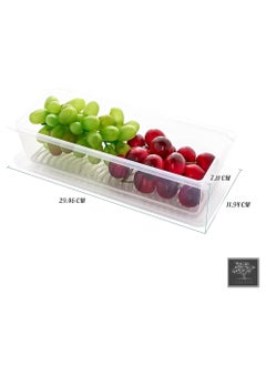 sulfar Plastic Fridge Storage Boxes, Fridge Organizer with Removable Drain Plate Fridge Storage Containers Keeps Fruits, Vegetables, Meat, Fish Fresh Longer 1500 ML Container Box (Transparent) Pack of 1  - Image 2