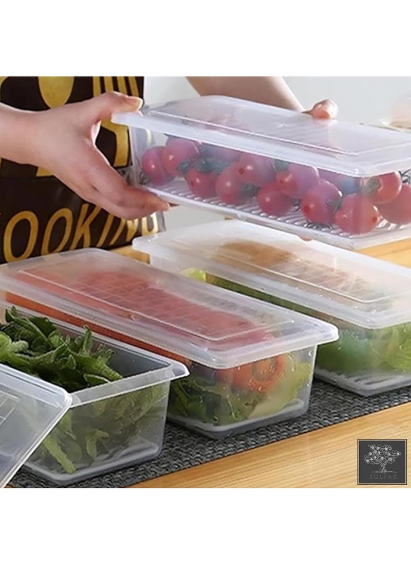 Plastic Fridge Storage Boxes, Fridge Organizer with Removable Drain Plate Fridge Storage Containers Keeps Fruits, Vegetables, Meat, Fish Fresh Longer 1500 ML Container Box (Transparent) Pack of 1 - pzsku/Z0625BFD10531ED8EC9F7Z/45/_/1733915848/10cb5400-7d38-4dbf-b38e-9bb1581974b4