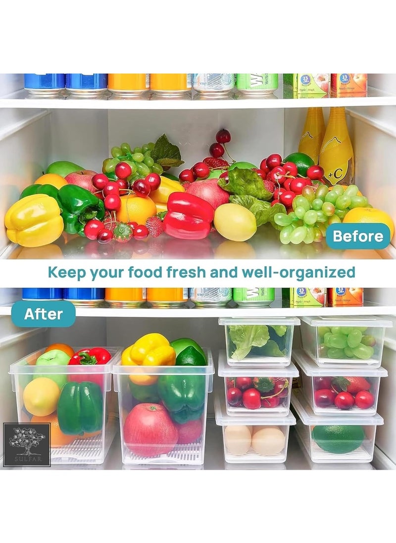 Plastic Fridge Storage Boxes, Fridge Organizer with Removable Drain Plate Fridge Storage Containers Keeps Fruits, Vegetables, Meat, Fish Fresh Longer 1500 ML Container Box (Transparent) Pack of 1 - pzsku/Z0625BFD10531ED8EC9F7Z/45/_/1733915850/d399315a-6dd0-4063-9f3b-a9e088439fa1