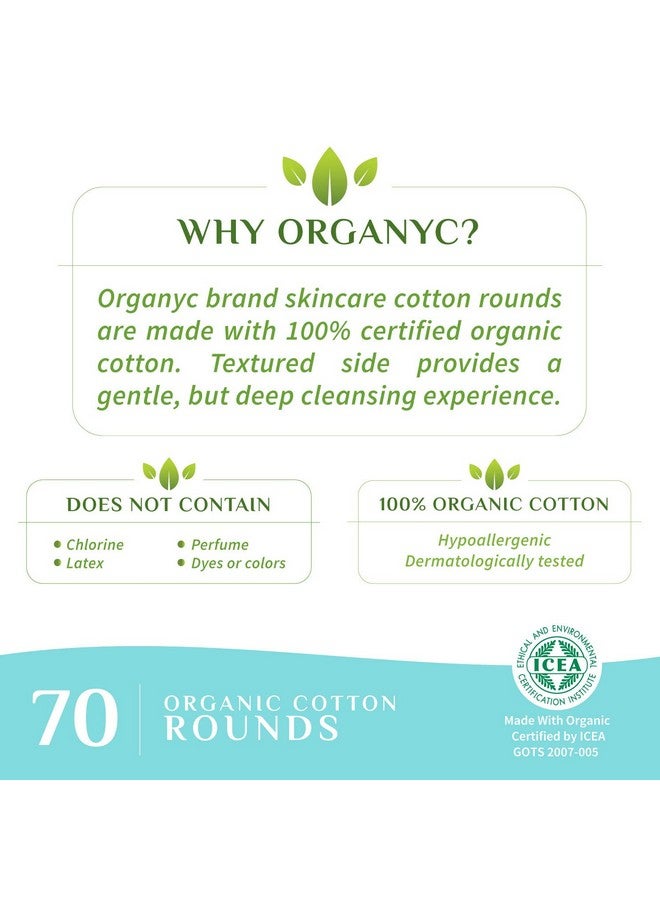 Organyc 100% Certified Organic Cotton Makeup Pads - Natural Unbleached Makeup Remover Rounds (70 Count) - Image 2
