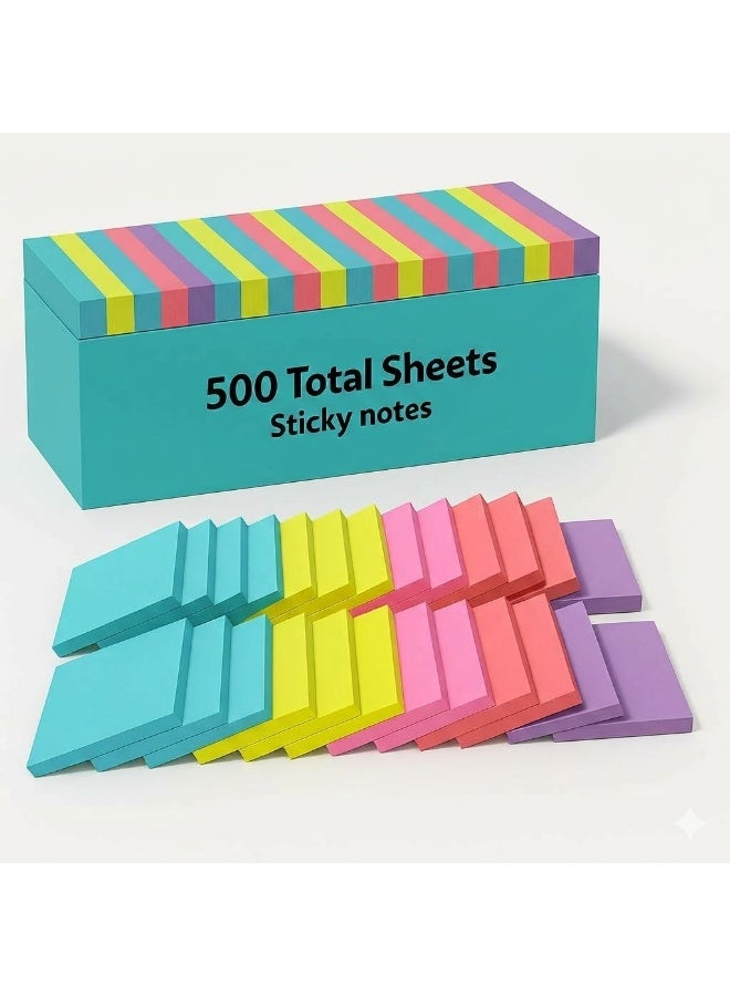 Sticky Notes 76mm x 76mm, 500 Sheets – Self Adhesive Sticky Pads, Strong Stick Notepads for Office, School, Home, To-Do Lists – Writable Paper Notes for Planner & Reminder - Image 1