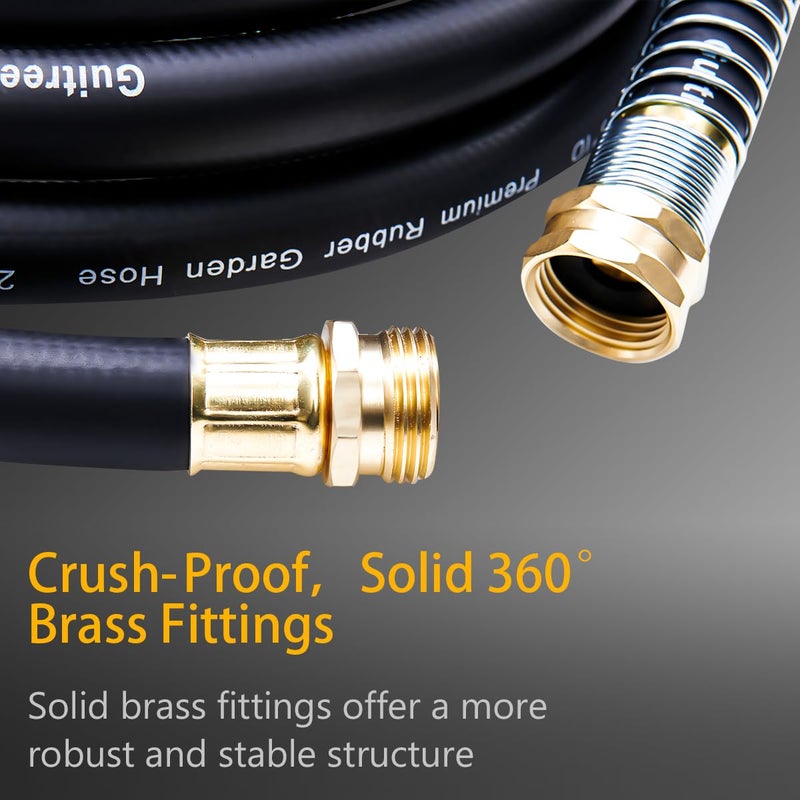 Guitrees 50FT 3/4 Heavy Duty Rubber Garden Hose - 300psi Working, 1000psi Burst - Hot/Cold Water - Five-Layered Braiding for Durability - Versatile for Gardening, Agriculture, Construction(Black) - Image 3