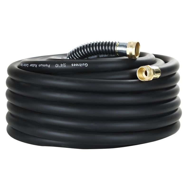 Guitrees 50FT 3/4 Heavy Duty Rubber Garden Hose - 300psi Working, 1000psi Burst - Hot/Cold Water - Five-Layered Braiding for Durability - Versatile for Gardening, Agriculture, Construction(Black) - Image 1