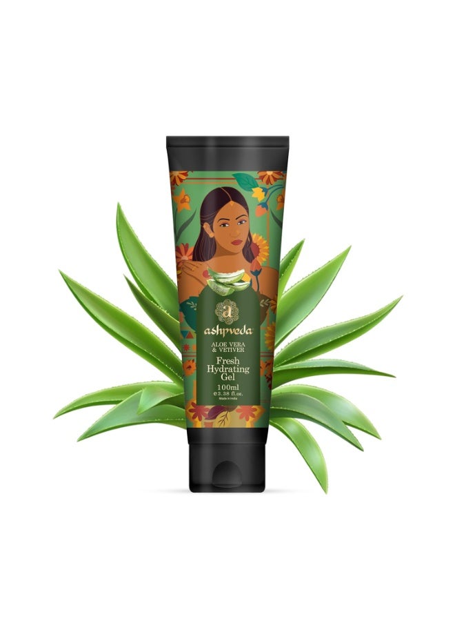 Ashpveda Fresh Hydrating Gel With Vetiver & Aloe Vera | Lightweight and Oil Free Gel For Intense Hydration, Reduces Acne, Soothes Irritation and Refines Pores (100 ml) - Image 1