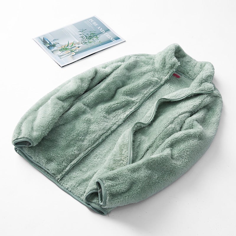 Autumn and winter men's plush baseball uniform men's polar fleece fleece jacket couple's plush warm jacket men's fleece jacket women - Image 1