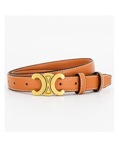 Celina Women's Smooth Buckle Genuine Leather Belt Fashionable and Versatile Brown  - Image 2