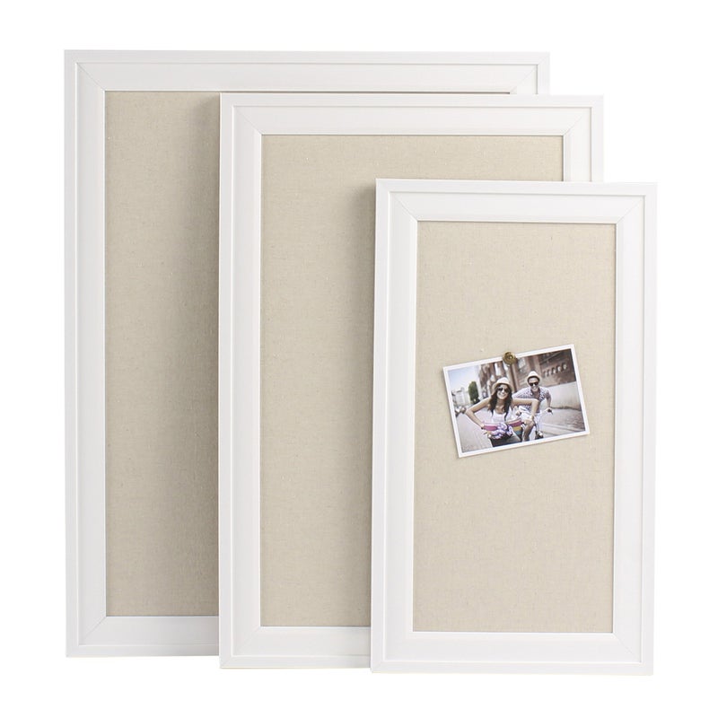 DesignOvation Bosc Framed Linen Fabric Pinboard, 23.5x29.5, White - Image 4
