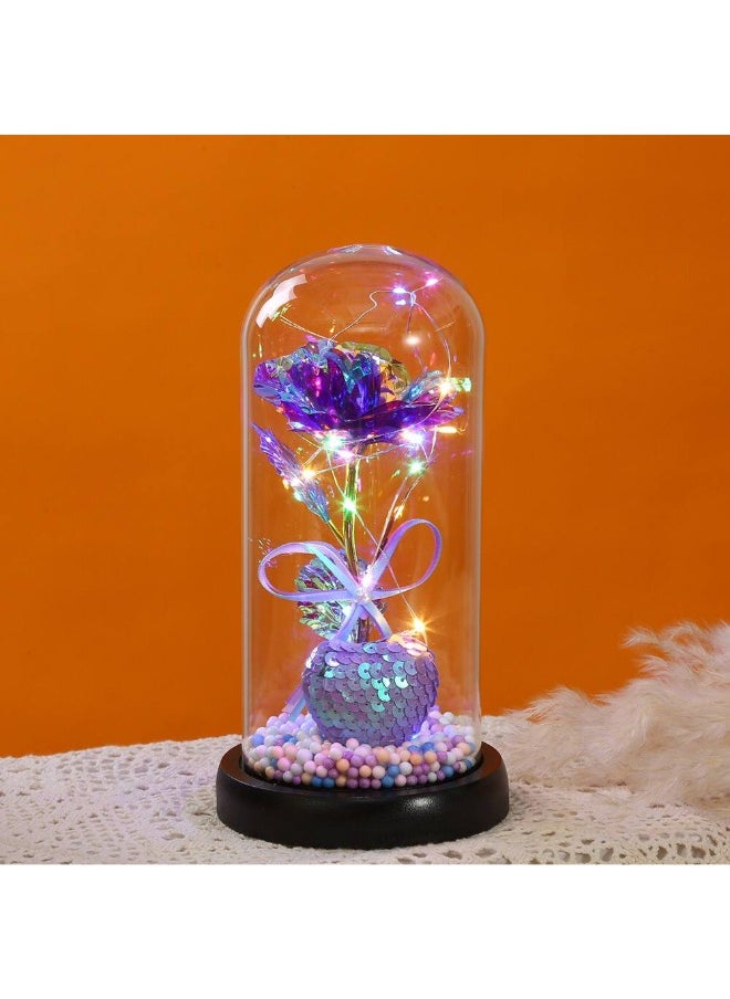 Generic - Surprise your loved ones with this Beauty and the Beast Enchanted Rose, a stunning red silk rose encased in a glass dome with LED lights and a pinewood base. A timeless symbol of love, perfect for Birthday Gifts for Women, Mum, Grandma, Sister, or Nan. Ideal for Anniversary, Valentine's Day, Mother's Day, and Christmas. Create a magical ambiance with this elegant and heartfelt keepsake. - Image 1