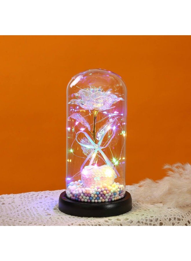 Generic - Surprise your loved ones with this Beauty and the Beast Enchanted Rose, a stunning red silk rose encased in a glass dome with LED lights and a pinewood base. A timeless symbol of love, perfect for Birthday Gifts for Women, Mum, Grandma, Sister, or Nan. Ideal for Anniversary, Valentine's Day, Mother's Day, and Christmas. Create a magical ambiance with this elegant and heartfelt keepsake. - Image 1