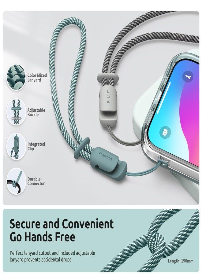 SURPHY Designed for iPhone 15 Case with Screen Protector and Lanyard, Phone Strap and Liquid Silicone Phone Case (Camera Protective + Soft Microfiber Lining) 6.1 inch 2023, Soft Mint - Image 4