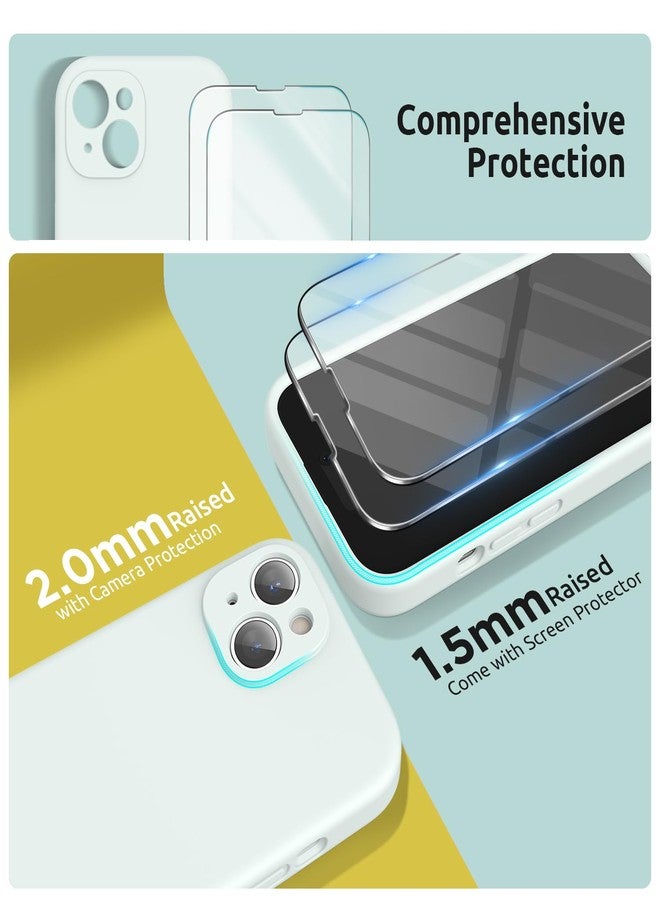 SURPHY Designed for iPhone 15 Case with Screen Protector and Lanyard, Phone Strap and Liquid Silicone Phone Case (Camera Protective + Soft Microfiber Lining) 6.1 inch 2023, Soft Mint - Image 3