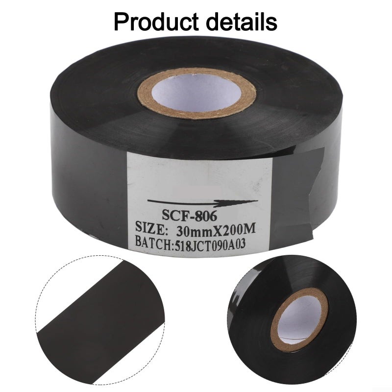 Long 200M Thermal Printer Ribbon Black Polyethylene Film 30mm Compatible - Image 4