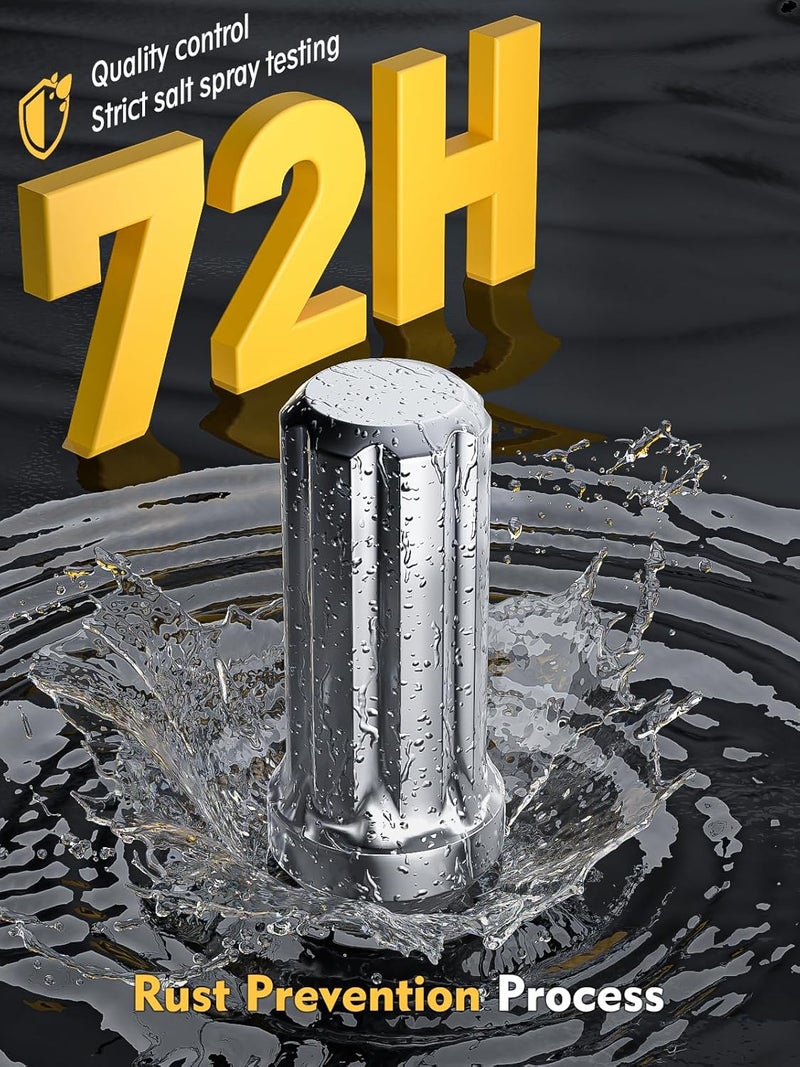MIKKUPPA صواميل العجلات MIKKUPPA M14x1.5 كروم - 24 قطعة مقعد كبير على شكل كوز لسيارات سيلفرادو، سوبربان، أفالانش - Image 3