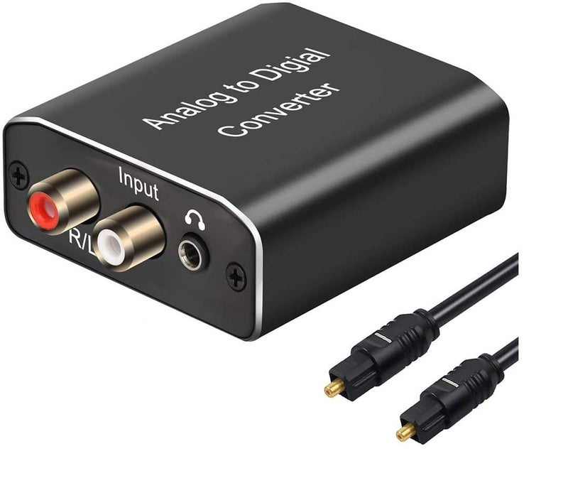 Hdiwousp Analog to Digital Audio Converter,Hdiwousp Aluminum RCA to Optical with Optical Cable, Stereo L/R and 3.5mm Jack to Digital Toslink Coaxial Audio Adapter Compatible with PS4 Xbox HDTV DVD Headphone. - Image 1