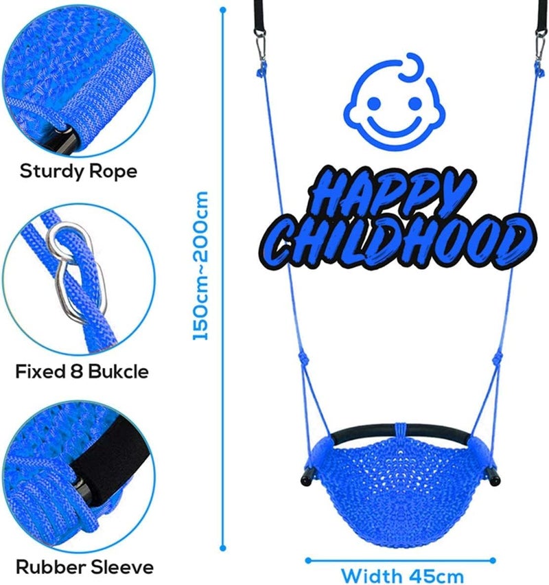 Mofish Kid's Swing Seats, Indoor Hand-Made Kids Swing with Adjustable Rope Outdoor Swing Seat Tree Swing Seat Backyard Swing Seat for Kids for Playground Child Swing (Blue) - Image 4
