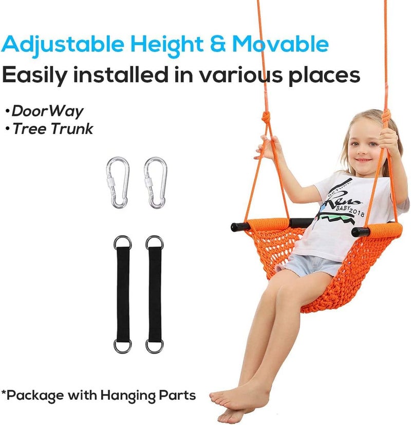 Mofish Kid's Swing Seats, Indoor Hand-Made Kids Swing with Adjustable Rope Outdoor Swing Seat Tree Swing Seat Backyard Swing Seat for Kids for Playground Child Swing (Blue) - Image 5