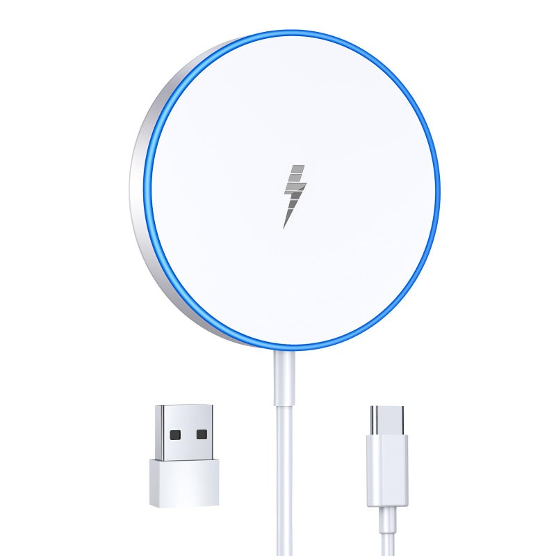 Wtuhu Magnetic Wireless Charger 15w Apple Mag-Safe Charger for iPhone 17 Pro Max/17 Pro/17Air/17/16/15/14/13/12 Series AirPods Series LED Magnet Charging Pad Mag Safe Charger with Dual Charging Ports - Image 1