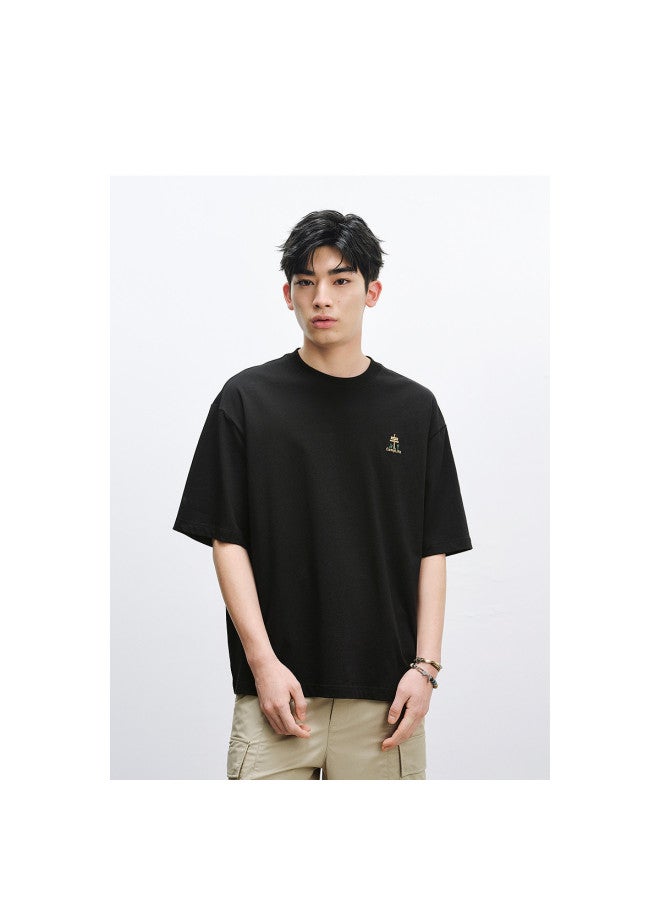 Waxbird Men's 25-year Summer Heavyweight Pure Cotton Embroidered Short Sleeve Back Print Men's T-shirt - Image 5