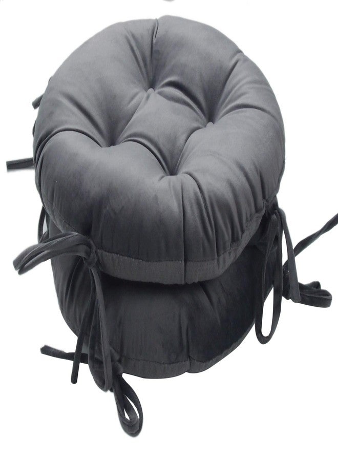 Augld 2 Pack Bar Stool Cushion Small Kids Chair Pad with Ties Round 12”x12”x2”Grey - Image 1