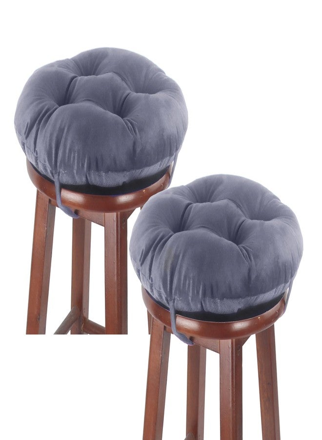 Augld 2 Pack Bar Stool Cushion Small Kids Chair Pad with Ties Round 12”x12”x2”Grey - Image 2