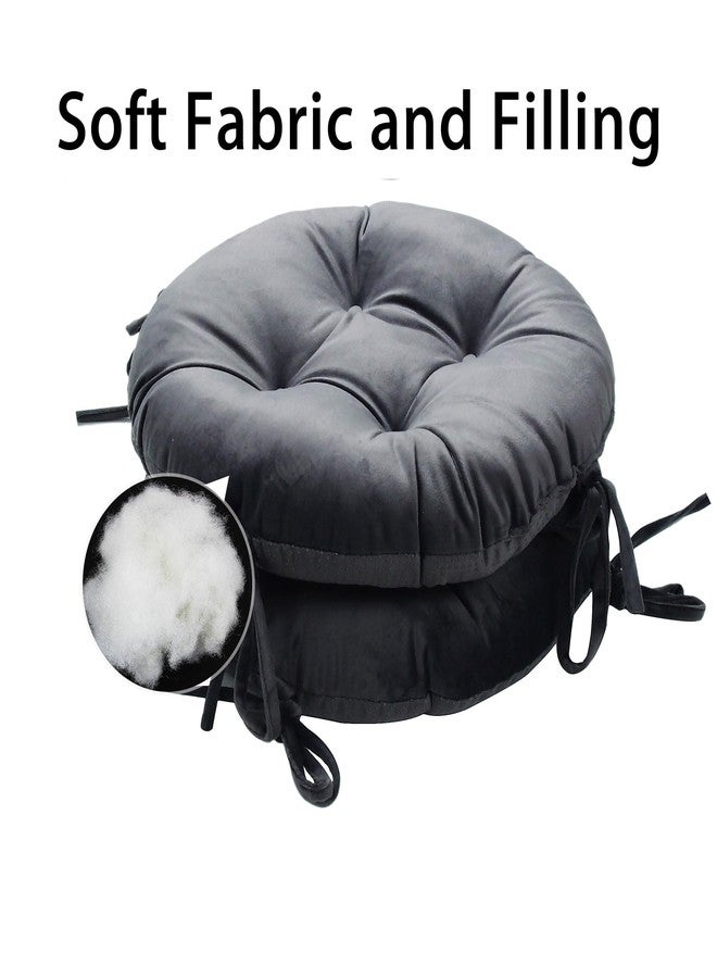Augld 2 Pack Bar Stool Cushion Small Kids Chair Pad with Ties Round 12”x12”x2”Grey - Image 4