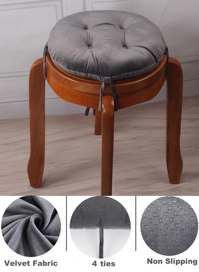 Augld 2 Pack Bar Stool Cushion Small Kids Chair Pad with Ties Round 12”x12”x2”Grey - Image 5