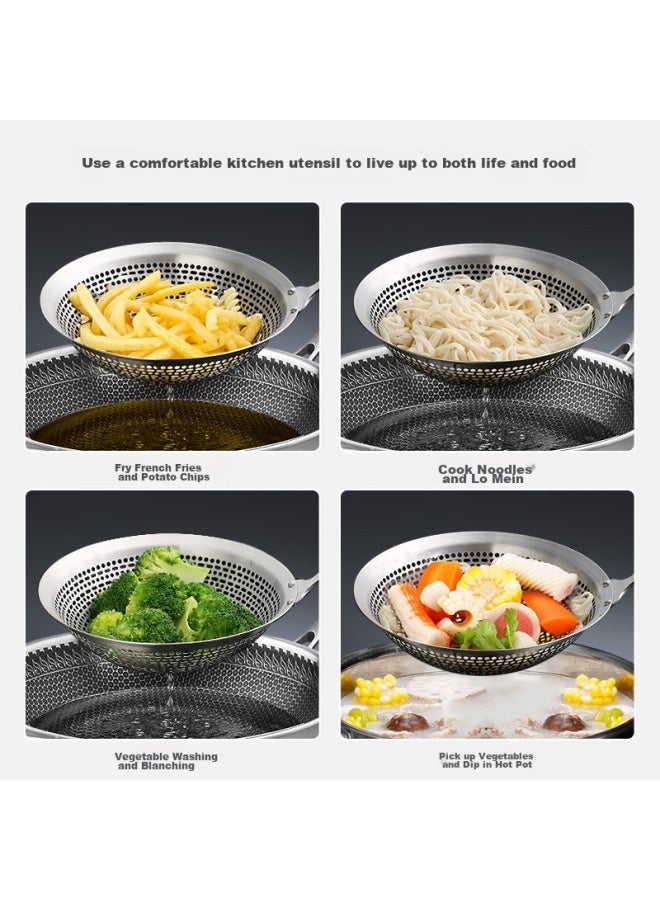 NewAir Newair 304 Stainless Steel Strainer, Colander, Noodle And Dumpling Skimmer, Small Oil-frying Mesh, Large Kitchen Strainer For Hot Pot  - Image 5