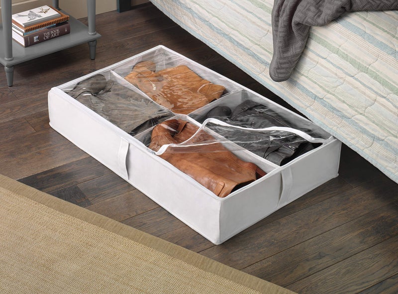 Whitmor Underbed Boot Bag, 4 Section, White - Image 2