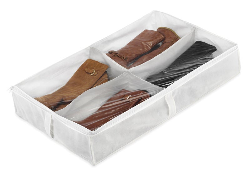 Whitmor Underbed Boot Bag, 4 Section, White - Image 1