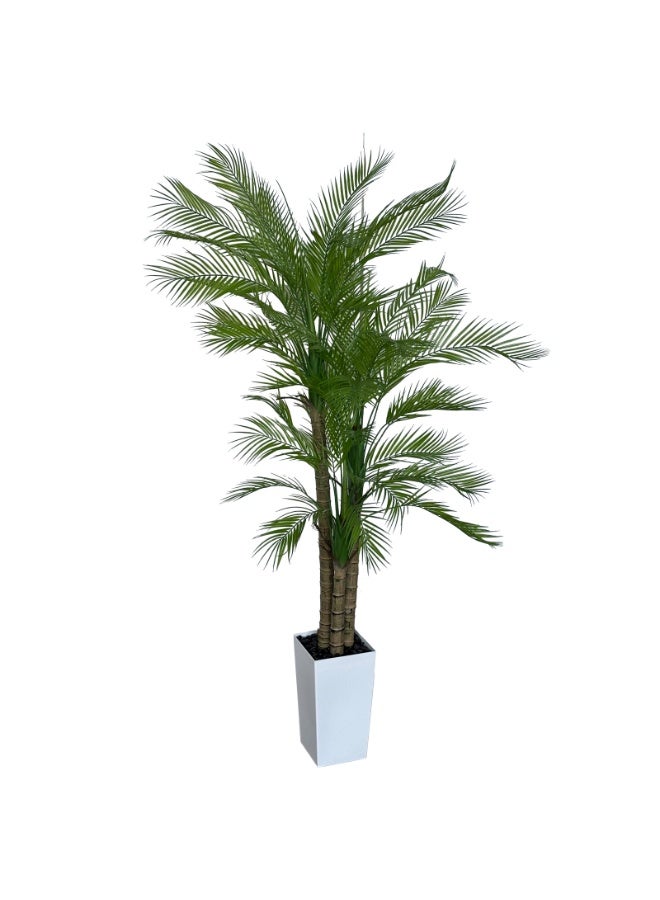 MirageBotanics 180cm Tall Triple Golden Cane Palm Artificial Tree Large Tropical Palm Tree Resistant Fake Plant in White Tall Pot for Indoor Outdoor Big House Living Room Outside Patio Office Home Decor - Image 1