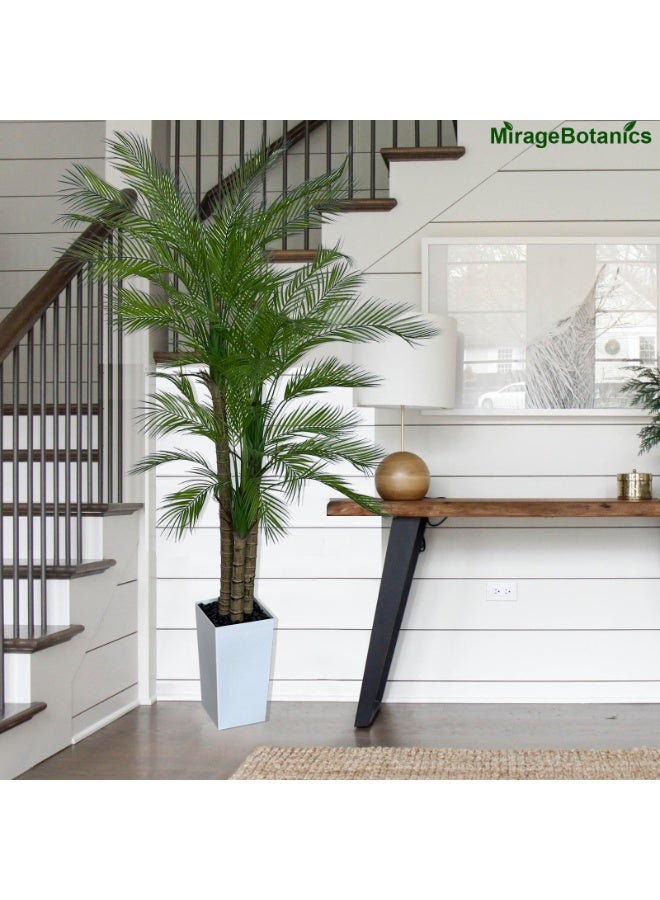 MirageBotanics 180cm Tall Triple Golden Cane Palm Artificial Tree Large Tropical Palm Tree Resistant Fake Plant in White Tall Pot for Indoor Outdoor Big House Living Room Outside Patio Office Home Decor - Image 4
