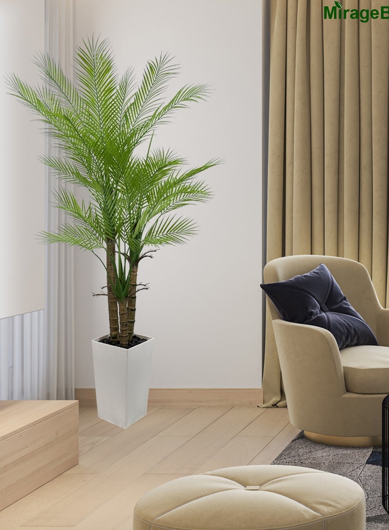 MirageBotanics 180cm Tall Triple Golden Cane Palm Artificial Tree Large Tropical Palm Tree Resistant Fake Plant in White Tall Pot for Indoor Outdoor Big House Living Room Outside Patio Office Home Decor - Image 4