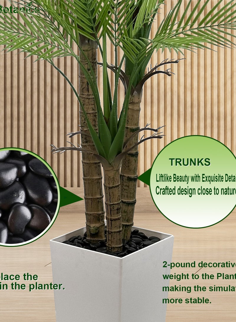 MirageBotanics 180cm Tall Triple Golden Cane Palm Artificial Tree Large Tropical Palm Tree Resistant Fake Plant in White Tall Pot for Indoor Outdoor Big House Living Room Outside Patio Office Home Decor - Image 5