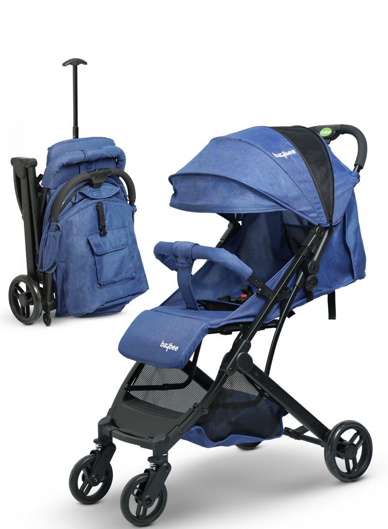 BAYBEE Foldable Cabin Baby Stroller Pram for Baby with 3-Position Adjustable Seat, Metal Frame & Canopy, Bassinet, Parent Handle, 5 Point Safety Belt, Stroller for Kids Toddler 0 to 3 Years Boy Girl Blue - Image 1