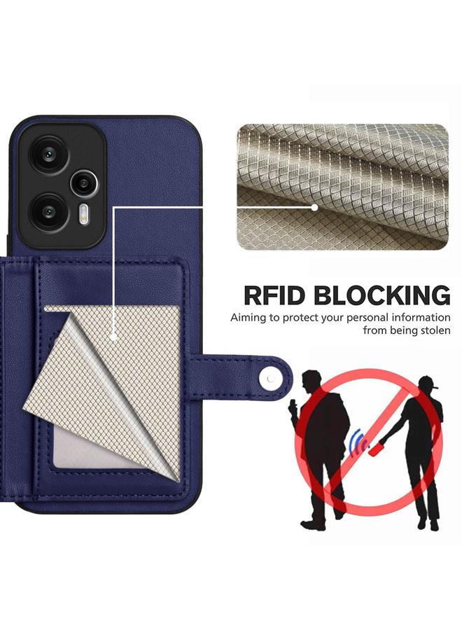 اس-توب جراب لهاتف Redmi Note 12 Turbo Button Card Bag RFID جراب هاتف مضاد للسرقة - Image 3
