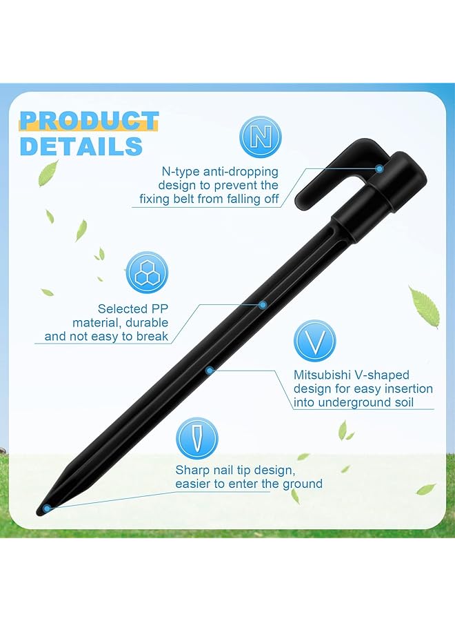 Excefore Tent Stakes 100 Pack High Strength Plastic Camping Stakes 14.7 Cm Long Heavy Duty Canopy Anchoring Pegs Sand Stakes Outdoor Beach Spikes For Camping Gardening Landscaping(Black) - Image 2