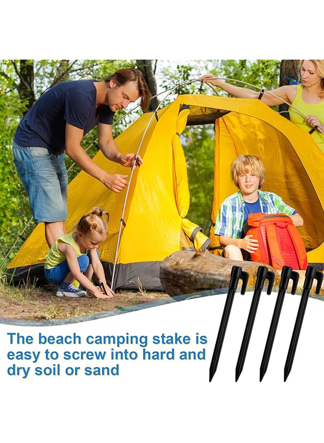 Excefore Tent Stakes 100 Pack High Strength Plastic Camping Stakes 14.7 Cm Long Heavy Duty Canopy Anchoring Pegs Sand Stakes Outdoor Beach Spikes For Camping Gardening Landscaping(Black) - Image 5