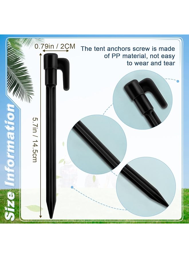 Excefore Tent Stakes 100 Pack High Strength Plastic Camping Stakes 14.7 Cm Long Heavy Duty Canopy Anchoring Pegs Sand Stakes Outdoor Beach Spikes For Camping Gardening Landscaping(Black) - Image 3