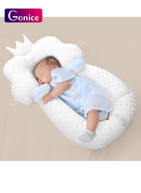 Baby Head Shaping Pillow, Sleep Shaping Newborn Pillow and Neck Support Baby Memory Foam Pillow with Adjustable Height Breathable