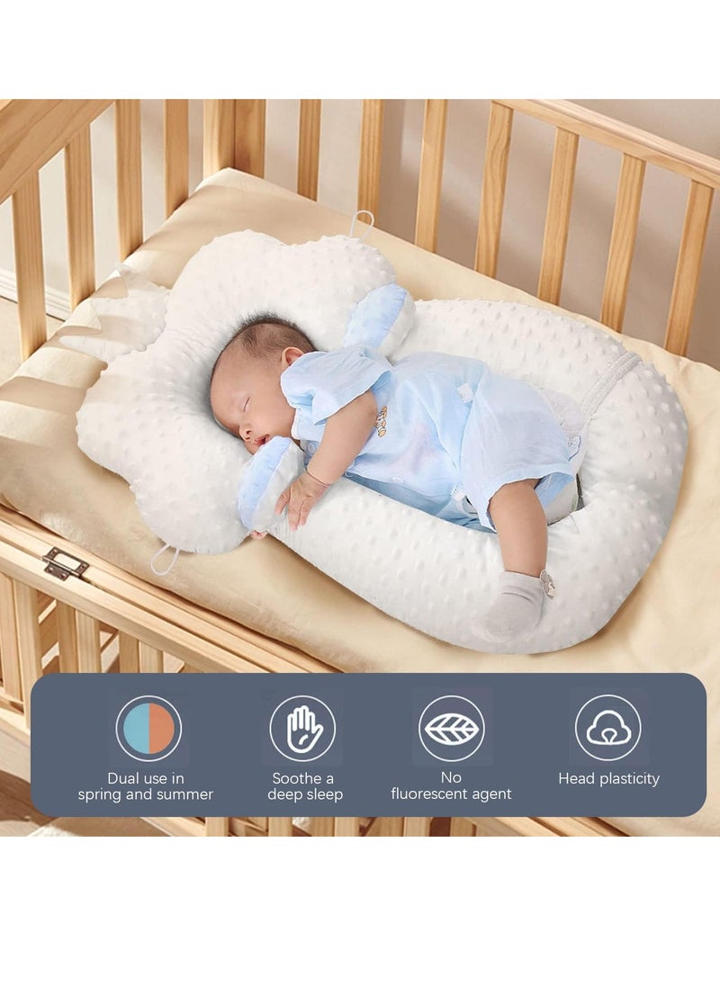 Baby Head Shaping Pillow, Sleep Shaping Newborn Pillow and Neck Support Baby Memory Foam Pillow with Adjustable Height Breathable