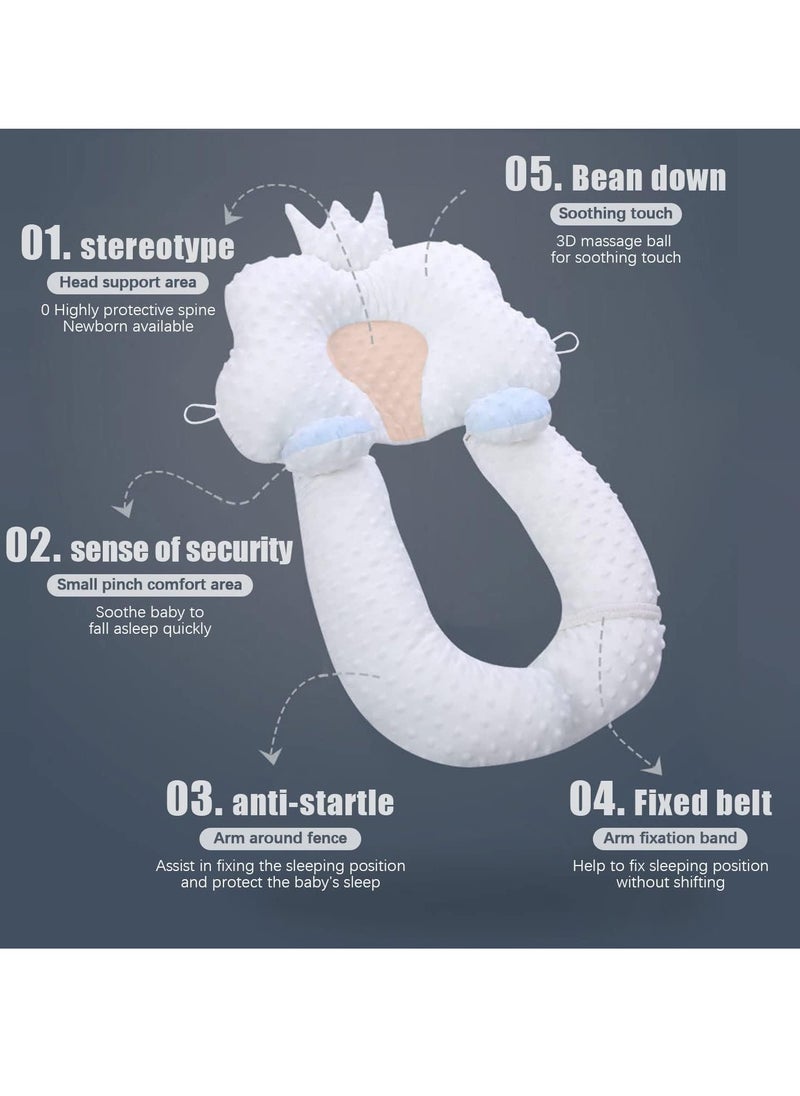 Baby Head Shaping Pillow, Sleep Shaping Newborn Pillow and Neck Support Baby Memory Foam Pillow with Adjustable Height Breathable
