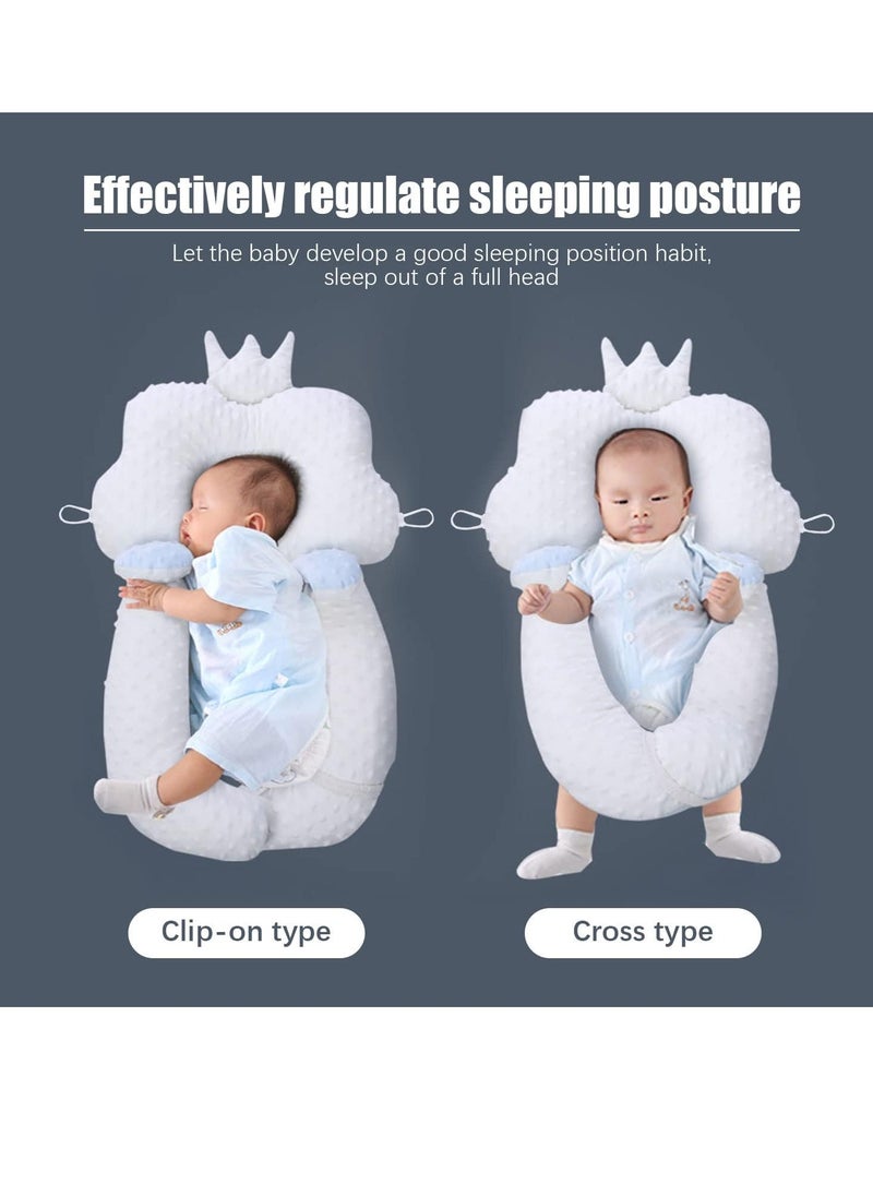 Baby Head Shaping Pillow, Sleep Shaping Newborn Pillow and Neck Support Baby Memory Foam Pillow with Adjustable Height Breathable